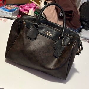 Coach Signature Brown and Black Satchel